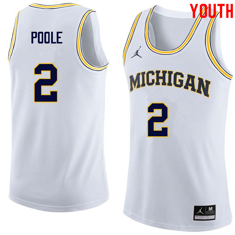 Youth #2 Jordan Poole Michigan Wolverines College Basketball Jerseys Sale-White - Click Image to Close